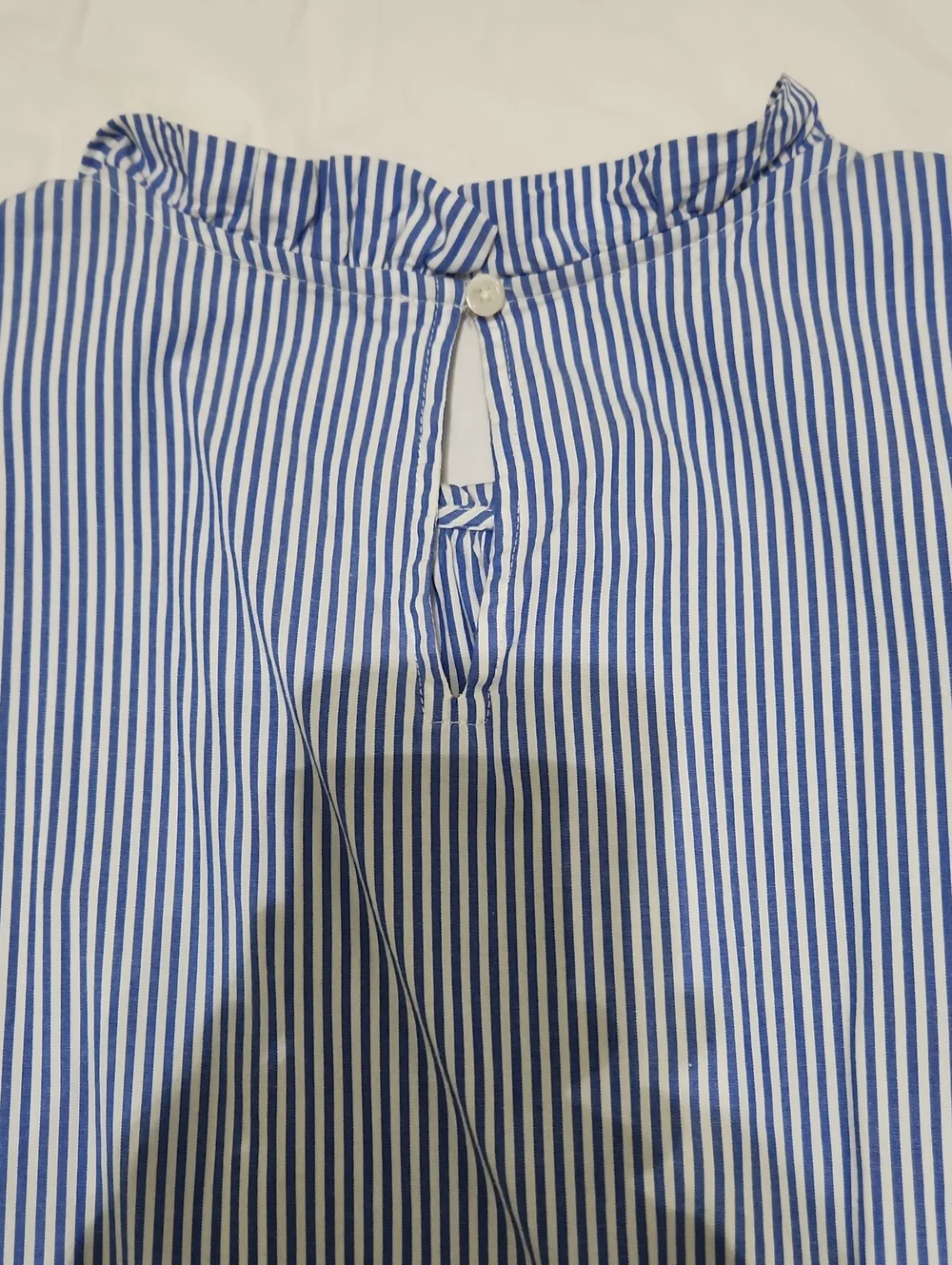 J.Crew Tiered Flounce Searsucker Blue/ White Stripe Ruffle Sleeveless Dress Sz 4